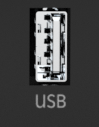 A rectangle upright connector. Standard USB-A shape.