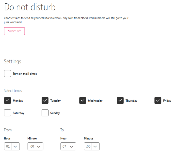 Update Do Not Disturb settings