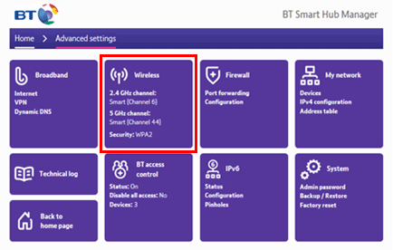 Changing the wireless password on your BT Hub