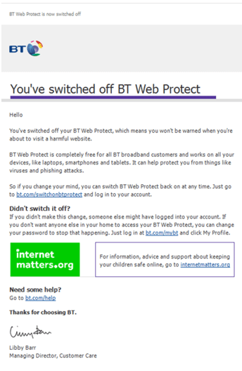 This is a copy of what a BT Web Protect warning page looks like