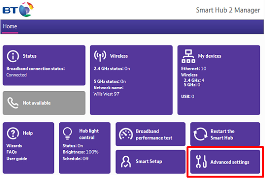 Changing the admin password on the BT Smart Hub 2