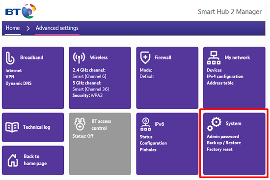 Changing the admin password on the BT Smart Hub 2