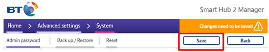 Changing the admin password on the BT Smart Hub 2