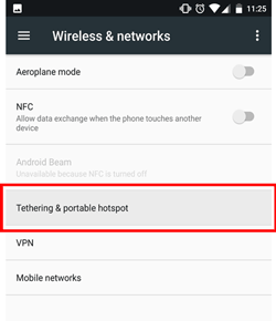 Setting up tethering on an Android phone