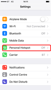 Setting up tethering on an iPhone